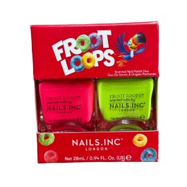 NAILS.INC Froot Loops Scented Nail Polish Pink/Green Duo, Sweet & Fruity Aroma