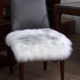 OKAYDA Natural Australian Sheepskin Seat Cousion Luxury Lambskin Chair Pad,Soft Wool and Non-Slip Backing (gray)