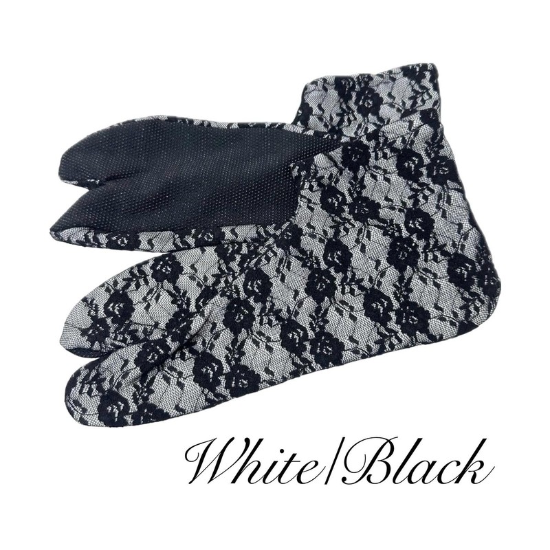 MiAn Women's Double Layer Lace Tabi Socks, Non-slip, Long Sleeves,