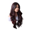 26" Black Brown Red Synthetic Hair Wig with Middle Part