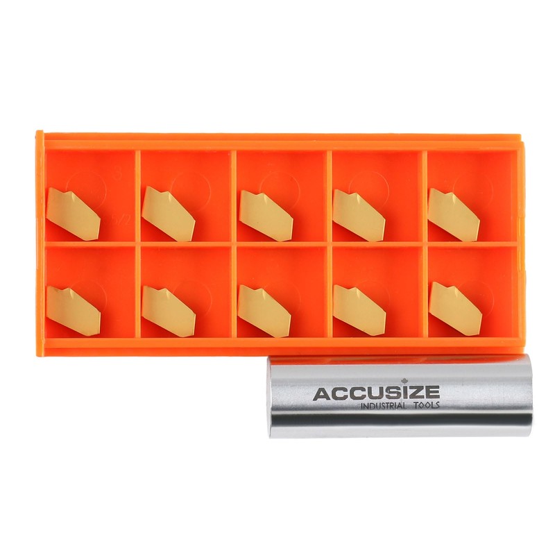 Accusize Industrial Tools GTN-3 Tin Coated Carbide Grooving Parting Inserts,