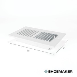 Shoemaker Manufacturing, Soft White, 8x4, Premium Sidewall or Ceiling Register, All Steel Construction Vent Cover