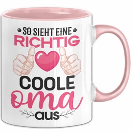Coole Oma Tasse Geschenk Muttertag Lustiger Spruch Richtig Cool (Rosa)
