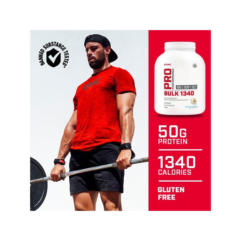GNC Pro Performance Bulk 1340 Mass Gainer Protein Powder, 50g,