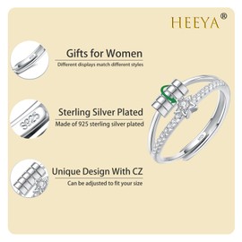 Star Ring Women Sterling Silver Fidget Rings, Adjustable Anti Aniexty Stress Relief Silver Fidget Rings for Anxiety Women, Christmas Birthday Star Gifts for Daughter Mum