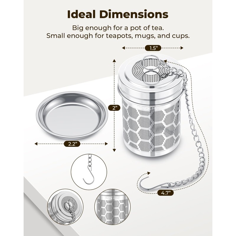 House Again 2 Pack Tea Strainers for Loose Tea, Extra