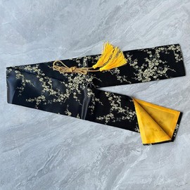 Bamboo Sword Bag, Japanese Pattern, 51.2 x 5.1 inches (130 x 13 cm), Cosplay, Rope Adjustment, Imitation Sword, Fishing Rod, Storage for Long Items, Stylish (Black + Gold)