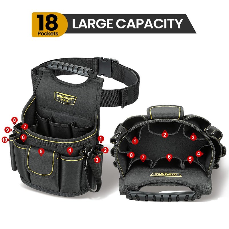 WINHUNT Tool Belt Pouch with 18 Pockets, Tool Pouch Bag