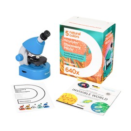 Discovery Micro Gravity Educational Microscope for Kids and Beginners with Colorful Book in English in the Kit, Blue
