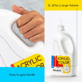 MEEDEN Titanium White Acrylic Paint: Extra-Large 2L /67 oz White Liquid Paint - Perfect for Acrylic Poured Paintings, Studio, School, Wall Painting & Party
