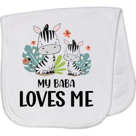inktastic Zebra My Baba Loves Me Baby Burp Cloth White 41b5f
