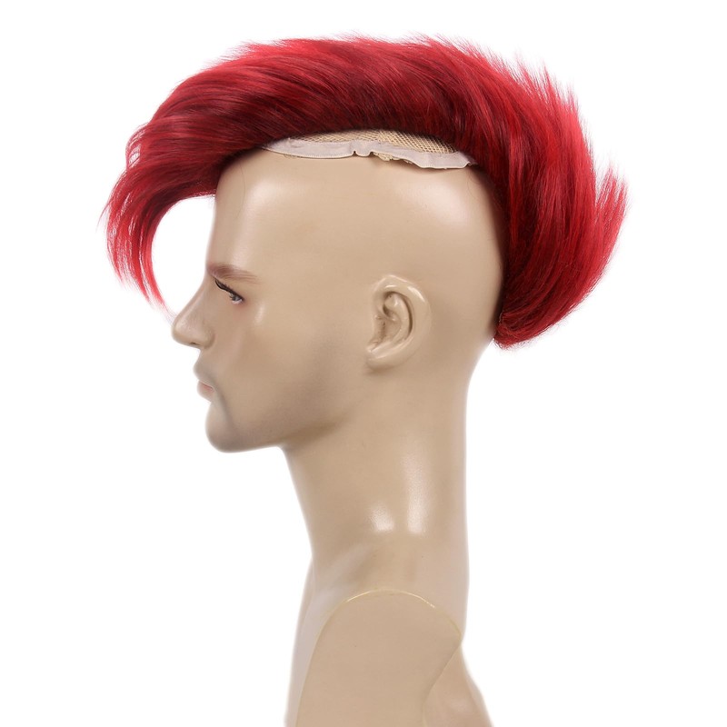 H&Bwig Men's Punk Mohawk Spiky Wig - Red/Black & Multicolor