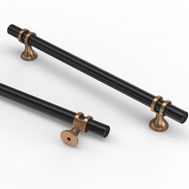 Asidrama 10 Pack 7 Inch(177mm) Champagne Bronze and Matte Black Kitchen Cabinet Handles, Cabinet Pulls Kitchen Cabinet Hardware Cupboard Handles Drawer Pulls