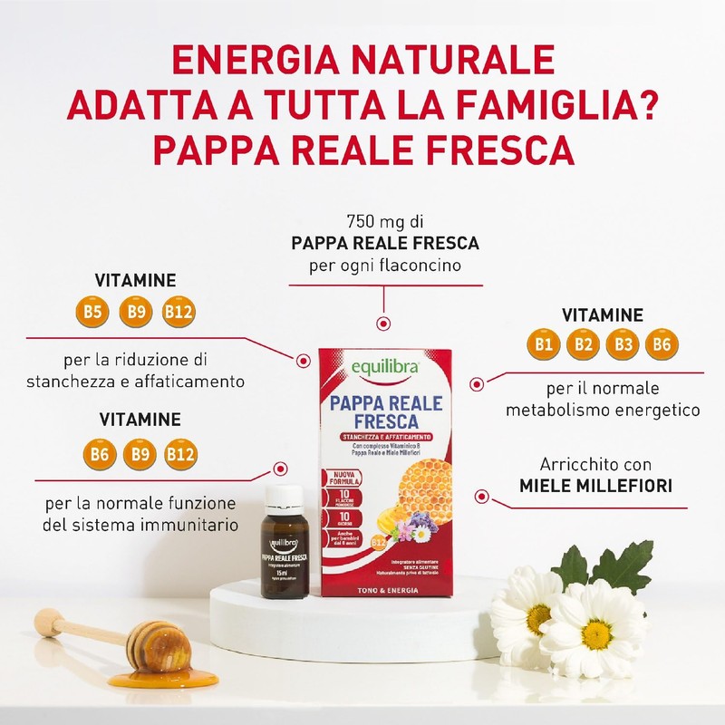 Equilibra Integratori Alimentari, Pappa Reale Fresca, Integratore con Vitamine del