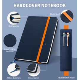 ALKALO Lined Journal Notebook for Work, A5 Leather Notebook with Pen Holder, 100GSM/160 Pages Thick Paper, Daily Journals for Writing, School, Note Taking, Business, Travel, College Ruled