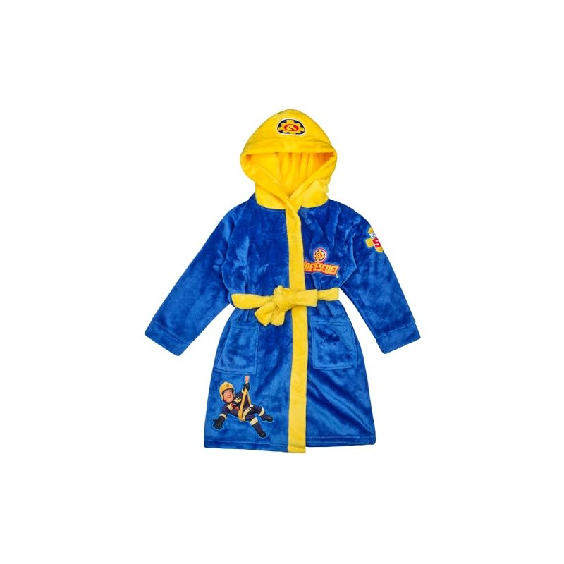 Fireman Sam Boys' Coral Fleece Bathrobe with Hood Dressing Gown