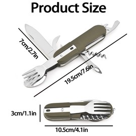 Snowtain Outdoor German Army Cutlery, Stainless Steel Camping Cutlery with Belt Bag, Multifunctional Folding Cutlery, Outdoor Survival Travel Cutlery, Hiking Cutlery Set for Picnic Travel (Military