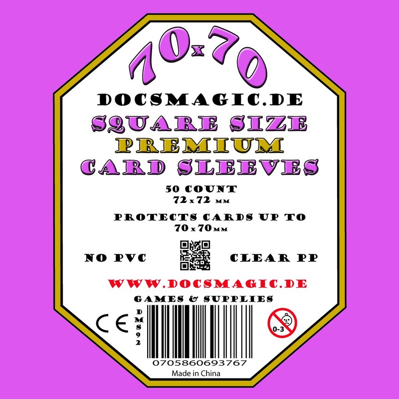 docsmagic.de 50 Premium Small Square Board Game Sleeves - 70
