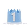 GORNZX First Birthday Crown Hat, Blue Felt with White Number