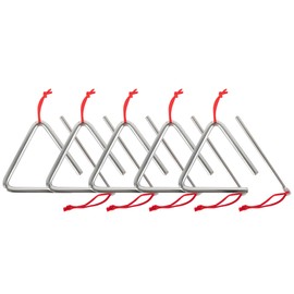 5 x Classic Cantabile Triangle with Beater - Steel Triangle for Children and Early Musical Education - Percussion Instrument with 10 cm (4 Inch) Size and Clapper - Ideal for Nursery