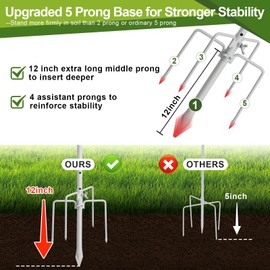 Hummingbird Feeder Pole for Outdoors - Heavy Duty Bird Feeder Stand with Adjustable Stake,62" Rustproof Shepards Poles with Hangers Holder for Birdfeeder,Wind Chimes,Lanterns,Wreaths,White
