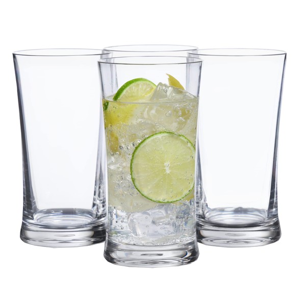 US Acrylic Emme 17 ounce Unbreakable Tritan Water Tumblers in Clear | Set of 4 Drinking Cups | Reusable, BPA-free, Made in the USA, Top-rack Dishwasher Safe