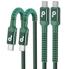 Cable USB C de 6 pies, paquete de 2 cables de carga rápida USBC a USBC, cable de carga para iPhone 16 15, cable largo tipo C, cable de nailon trenzado