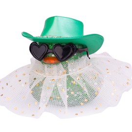 MuMyer Auto Gummiente Ornament Niedliche Ente Auto Armaturenbrett Dekoration Zubehör mit Mini Hut Sonnenbrille und Rock für Auto Armaturenbrett Dekoration Zubehör (G1)