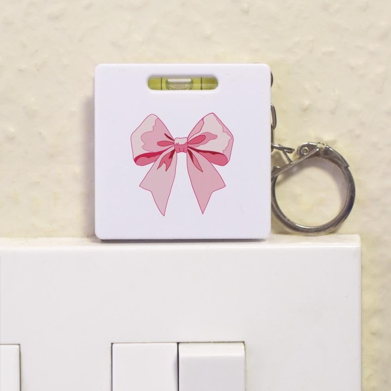 'Pink Bow' Keyring Tape Measure/Spirit Level Tool (KM00041310)
