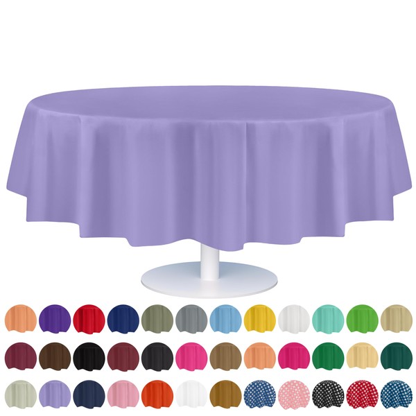 Grandipity Lavender Plastic Table Cloth Disposable (6 Pk) 84in Round