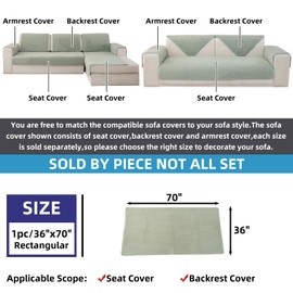 MELLYKORAN Couch Cover Sherpa Fleece Sectional Sofa Covers Seat Slipcovers Non Slip Soft Furniture Protector Washable for 3 Cushion Couch Sofa Pet Friendly Dogs L Shape Couches (Light Green, 36"x70")