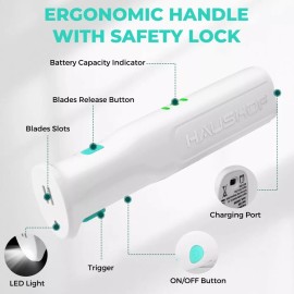 HAUSHOF Cordless Electric Knife 8V Rechargeable Meat Cutter Reciprocating Blades