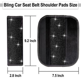ecocstm 2 PCS Bling Car Seat Belt Shoulder Pads, Bling Seat Belt Covers with Bling Rhinestones, Car Seatbelt Strap Pad with Crystal Diamond for Car, Truck, SUV (Black Diamond)