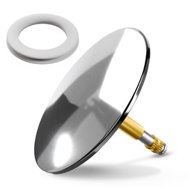 Minismus 72 mm Universal Chrome Bath Plug - Drain Plug Bathtub - Plug Bath Cap - Bathroom Accessories - Strainer and Stopper - Extra Replacement Sealing Ring Included