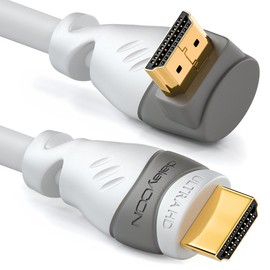 deleyCON 0.5 m HDMI 270° Angle Cable - Compatible with HDMI 2.0/1.4 - UHD 4K HDR 3D 1080p 2160p ARC - White