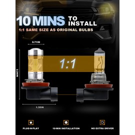 QIFANSAIL 2 Pcs Rav4 Led Fog Lights Compatible with 2006-2012 Toyota Rav4 Fog Light Bulbs Kit, 6500K Cool White Replacement, Plug and Play