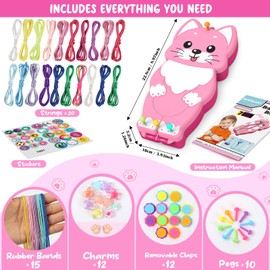 Bracelet Making Kit for Girls - Arts and Crafts for Kids Ages 8-12 - Friendship Bracelet String Maker Set Toys - Best Christmas Birthday Gifts - Charming Animal Shaped Weaving Loom (Large)
