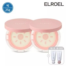 Elroel [엘로엘][빅] 엘로엘 피치 핑크 톤업 팡팡 빅 선쿠션 25g 본품 2개+크레마 핸드크림 [EloL][Big] EloL Peach Pink Tone-Up PangPang Big Sun Cushion 25g 2 Pieces + Crema Hand Cream