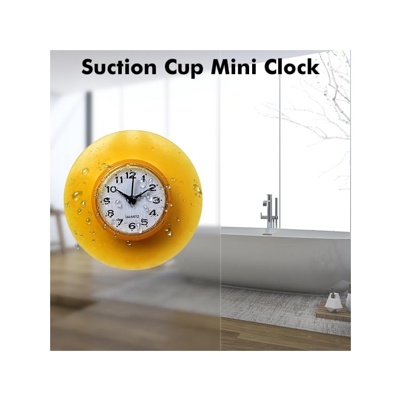 VIFERR Mini Wall Clock Suction Cup Waterproof Round Wall Clock
