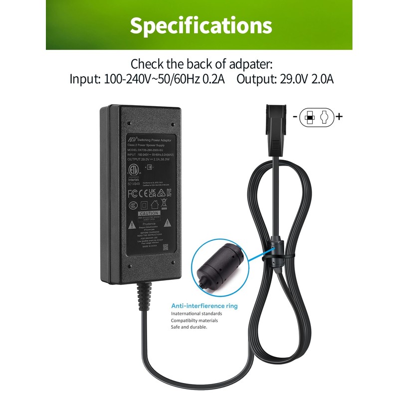 Lonnky 29V 2A AC/DC Power Supply for Recliner Lift Chairs