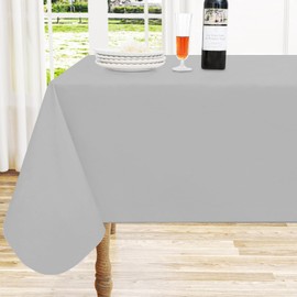 homing Rectangle Vinyl Tablecloth, Waterproof Spillproof Plastic Flannel Backed Table Cloth, Wipe Clean Table Cover for Dining, Buffet Parties and Camping (Light Grey, 60" x 84")