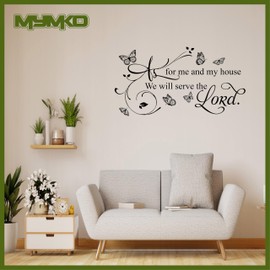 MYMKO As for Me and My House We Will Serve The Lord Size 11x21'' UV DTF Wall Car Mirror Decal, Peel and Stick Wall Art Decal for Living Room Bedroom Kitchen TV Wall, Wall Stickers Decor