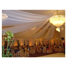 Sheer Voile Chiffon Fabric Draping Panels | 10 Yards 120" Wide White Voile Fabric | Use for Backdrop Curtain -Wedding and Special Events.