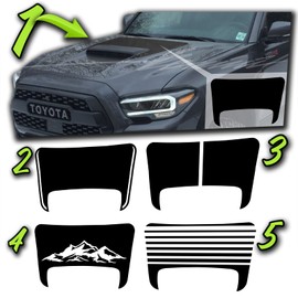 Benini Design Studio Hood Blackout Decal Graphic Racing Stripes -Fits 2016-2022 Toyota Tacoma TRD Vinyl Decal Wrap Compatible with Toyota Tacoma (Style#1, Matte Black)