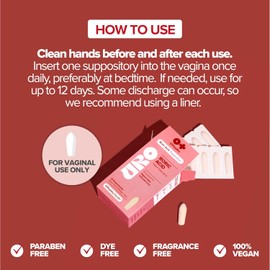 O Positiv URO Boric Acid Vaginal Suppository – with Lactic Acid, and Aloe for Fast Relief and Vaginal Odor Control – Vegan, Free from Parabens, Dyes, and Fragrances – 12 Count (Pack of 1)