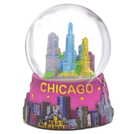 Chicago Snow Globe 65mm 3.5 Inch Purple Chicago Snow Globes from Chicago Souvenirs Collection