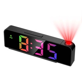 Ankilo Projection Alarm Clock, Digital Alarm Clock with Temperature & Date, LED Clock, Electronic Table Clock, Travel Alarm Clock, Adjustable Brightness, 12/24H Display, Digital Clock for Home,