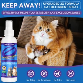 WEALLIN Keep Away Cat Deterrent Spray-2 Pack(8.12 Oz), Natural Cat Repellent Spray Safe Indoor & Outdoor Deterrent for Furniture Protection, Effective Anti-Scratch Training Aid