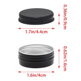 YUYUDEHM 12 Pack 0.5oz Round Aluminum Tin Jar Containers, Refillable Leakproof Tin Cans with Screw Lids for Lotion, Lip Balm, Balms, Creams, Spices (Black)