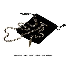 TREEWETO Pocket Watch Chain with T Bar End Piece Albert T-Bar Pocket Watch Chain with Antique Leaf Pendant and 2 Hooks for Vest Buttonhole, bronze